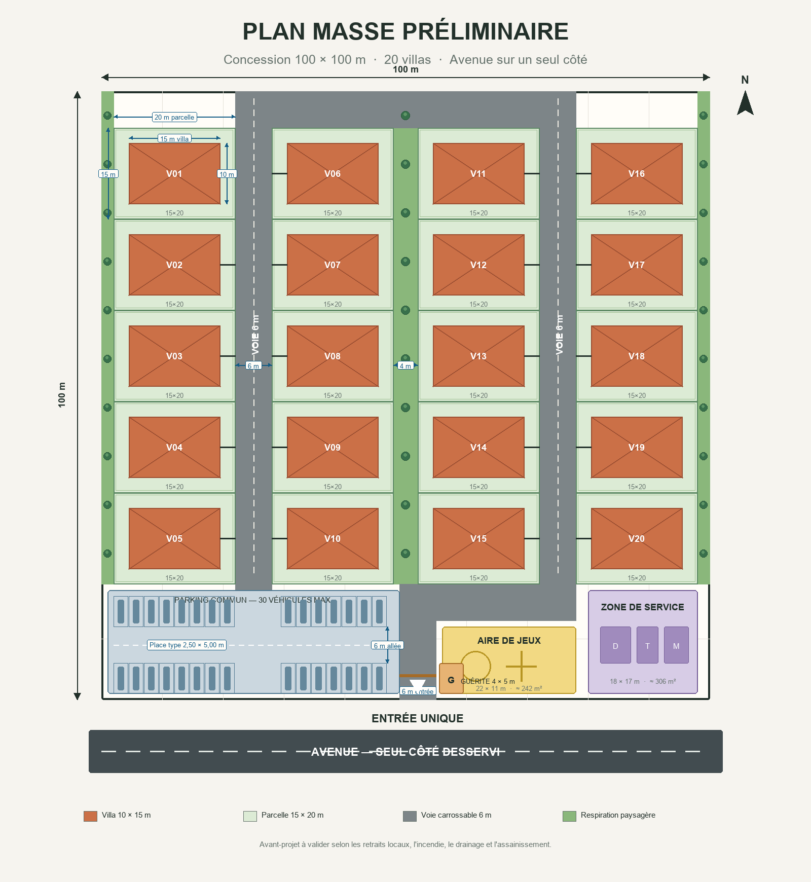 Plan masse technique de vingt villas