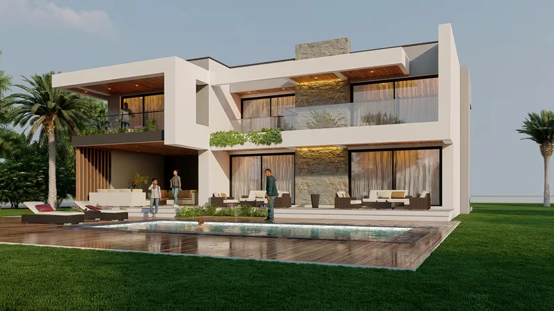 Résidence moderne avec piscine
