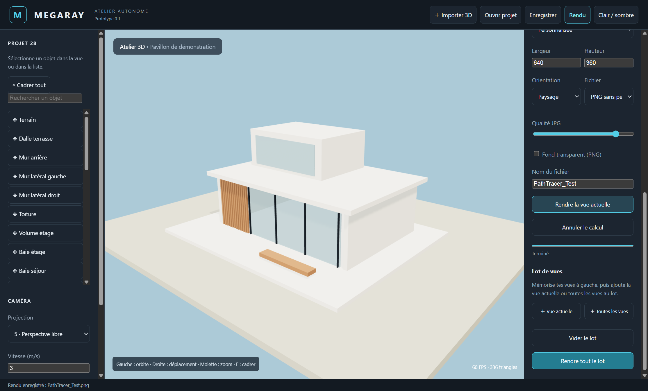 Interface de l’atelier numérique MEGARAY